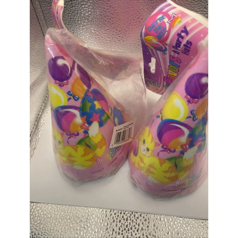 2 Packs Vintage Lisa Frank Kitten Love Balloon Party Hats New 26 Total